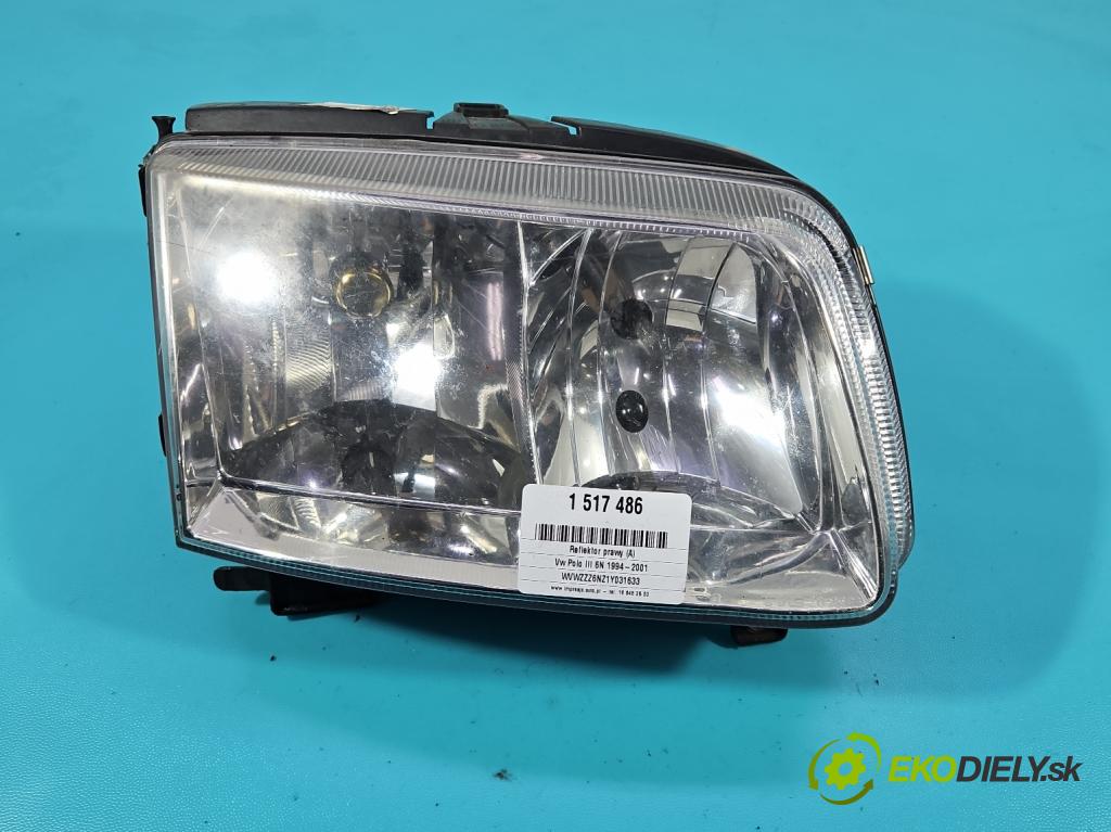 Vw Polo III 6N 1994-2001 1.4 MPI 60 hp manual 44 kW 1390 cm3 3- světlo pravý  (Pravé přední světlo)