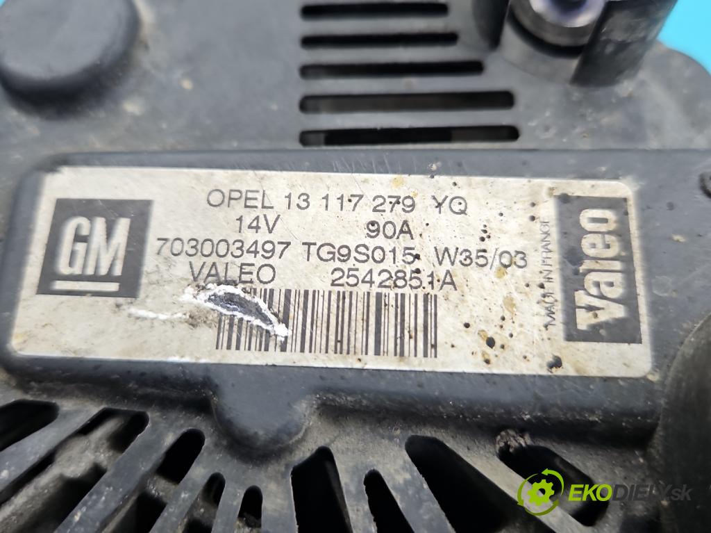 Opel Corsa C 2000-2006 1.3 CDTI 69KM manual 51 kW 1248 cm3 3- Alternator 13117279 (Alternátor)