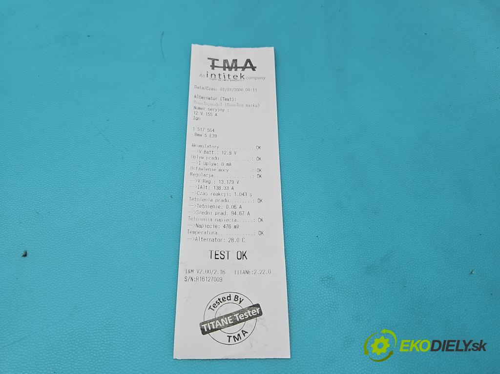 Bmw 5 E39 1996-2003 3.0d 193 HP automatic 142 kW 2926 cm3 5- Alternator 2542264D (Alternátor)