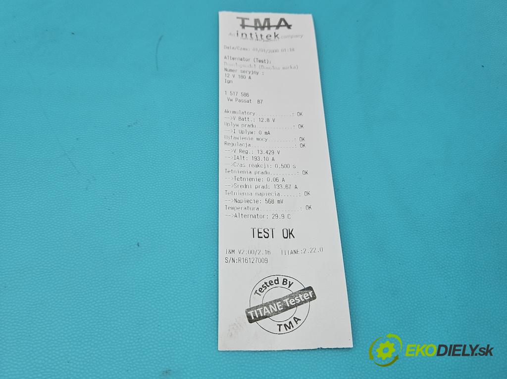 Vw Passat B7 2010-2014 2.0 tdi 170 HP automatic 125 kW 1968 cm3 5- Alternator 03L903024F (Alternátor)