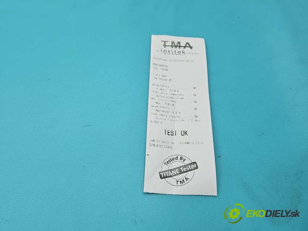 Vw Passat B7 2010-2014 2.0 tdi 170 HP automatic 125 kW 1968 cm3 5- štartér 02E911024H (Štartér)