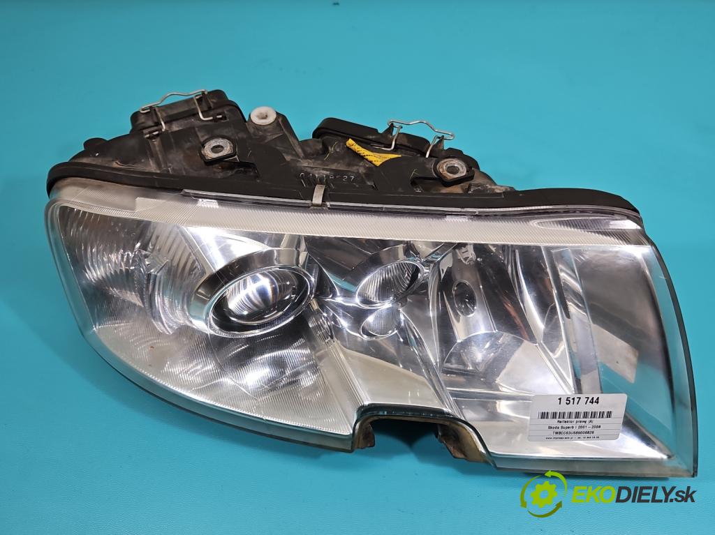 Skoda Superb I 2001-2008 1.9 tdi 116 HP manual 85 kW 1896 cm3 4- Reflektor: pravý  (Svetlo predné pravé)