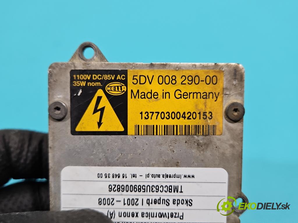 Skoda Superb I 2001-2008 1.9 tdi 116 HP manual 85 kW 1896 cm3 4- střídač: xenon 5DV008290-00 (Riadiaca jednotka xenónu)