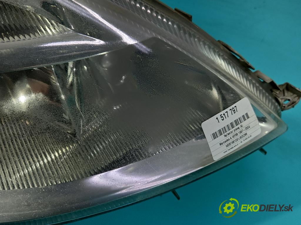 Mercedes A W168 1997-2004 1.7 cdi 95 HP manual 70 kW 1689 cm3 5- Reflektor: pravý A1688201861 (Svetlo predné pravé)