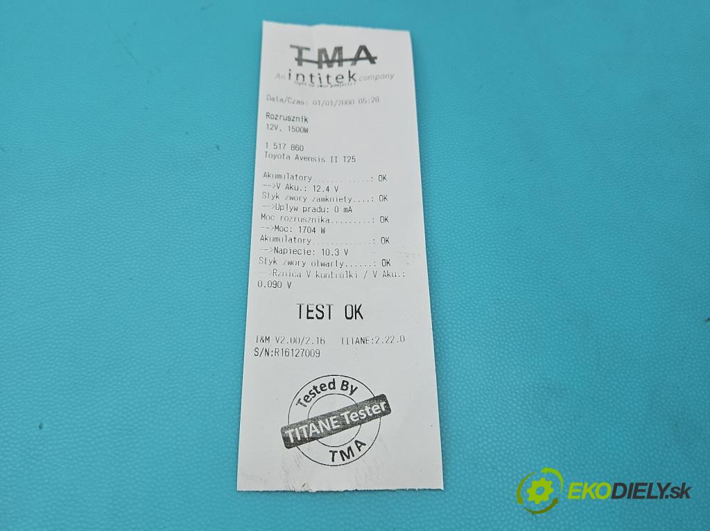 Toyota Avensis II T25 2003-2008 2.0 d4d 126 hp manual 93 kW 1998 cm3 5- startér: 28100-0R010 (Startér)