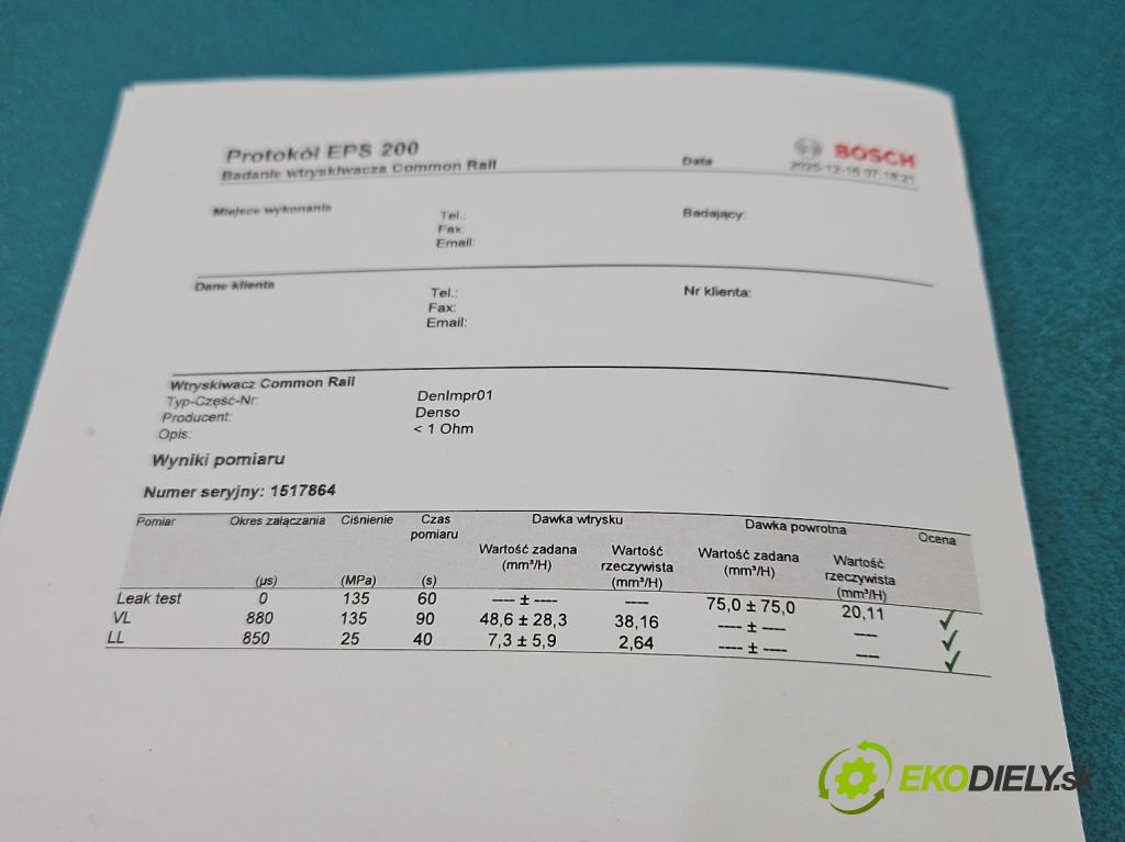Toyota Avensis II T25 2003-2008 2.0 d4d 126 HP manual 93 kW 1998 cm3 5- vstrek 23670-0R050 (Vstrekovač paliva)