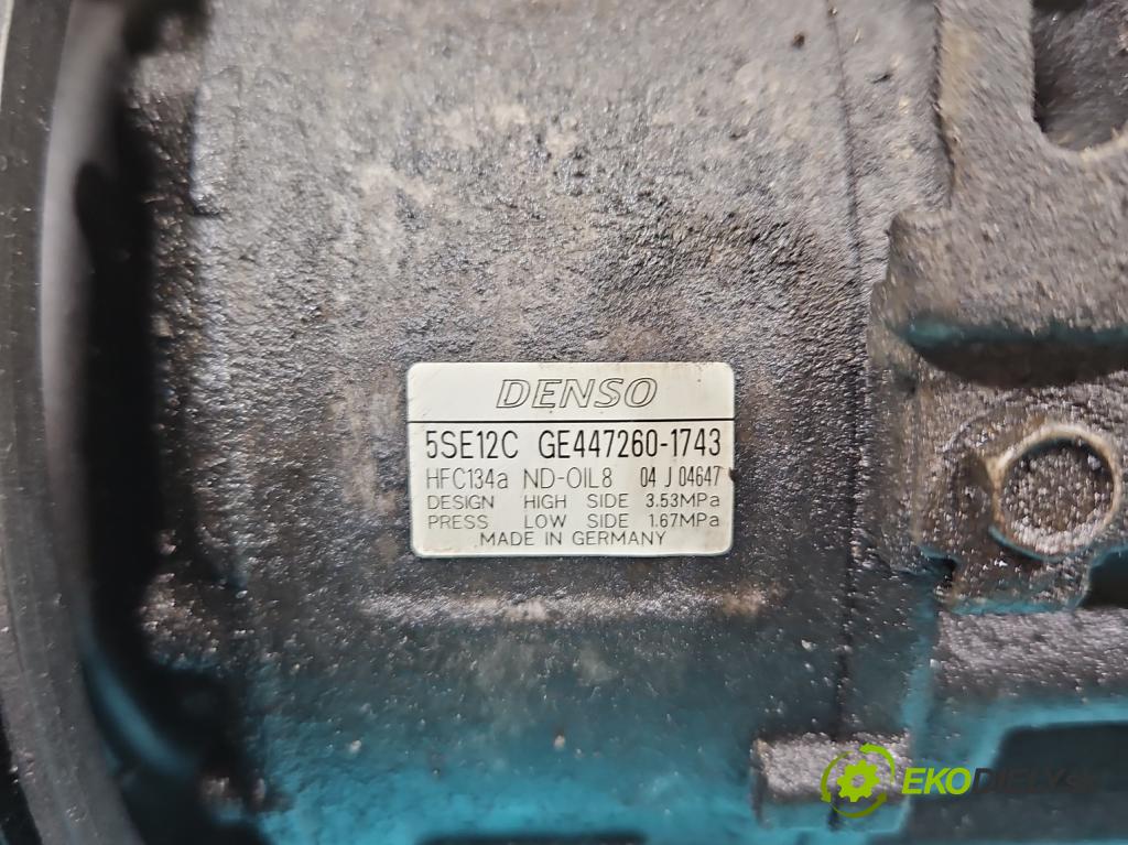 Toyota Avensis II T25 2003-2008 2.0 d4d 126 HP manual 93 kW 1998 cm3 5- Kompresor: klimatizácie 447260-1743 (Kompresor klimatizácie)