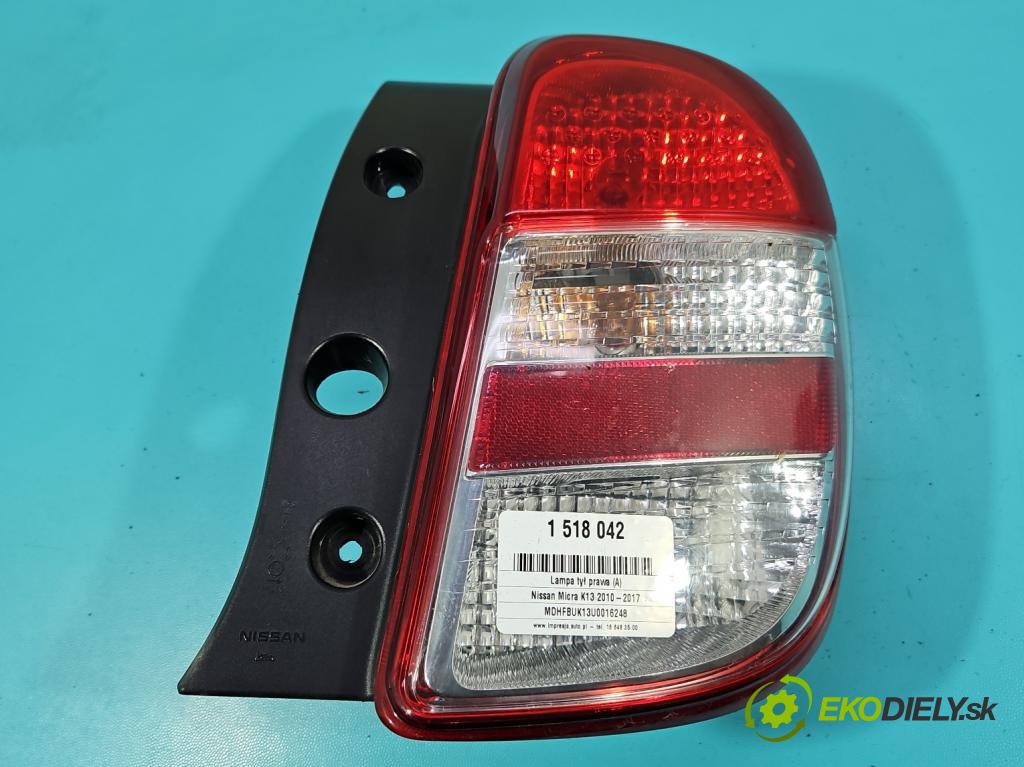 Nissan Micra K13 2010-2017 1.2 16v 80 HP manual 59 kW 1198 cm3 5- svetlo / reflektor zadné pravé 89050363 (Kľučka dverí ostatné)