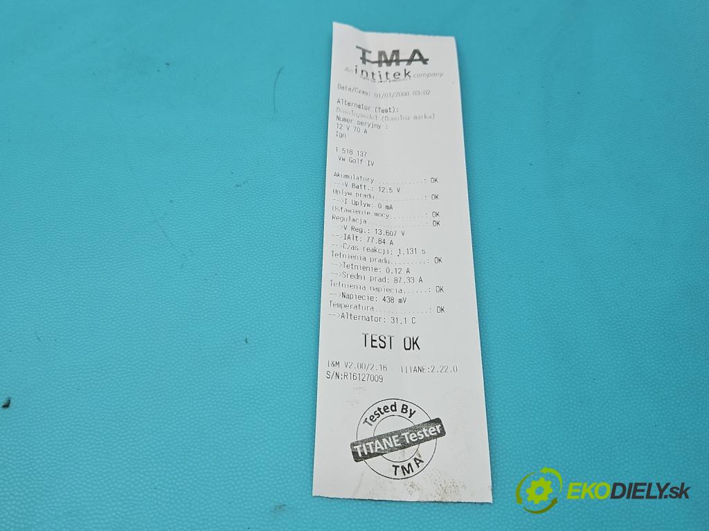 Vw Golf IV 1997-2003 1.6 16v 105 HP manual 77 kW 1598 cm3 5- Alternator 030903023L (Alternátor)