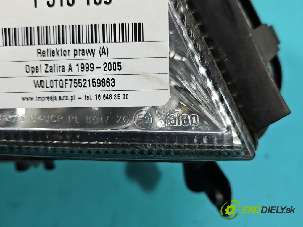 Opel Zafira A 1999-2005 2.0 dti 101 HP manual 74 kW 1995 cm3 5- Reflektor: pravý  (Svetlo predné pravé)