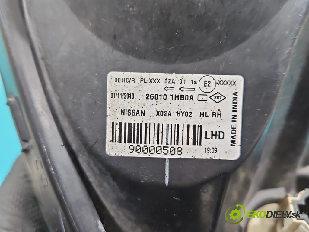 Nissan Micra K13 2010-2017 1.2 16v 80 HP manual 59 kW 1198 cm3 5- Reflektor: pravý 26010-1HB0A (Svetlo predné pravé)