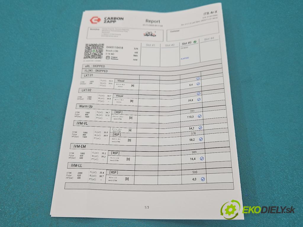 Fiat Ducato IV 2014- 2.3 jtd 150 hp manual 110 kW 2287 cm3 2- vstřikovač 0445110418 (Vstřikovač paliva)