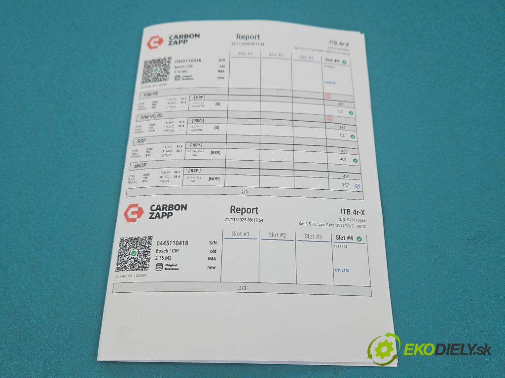 Fiat Ducato IV 2014- 2.3 jtd 150 HP manual 110 kW 2287 cm3 2- vstrek 0445110418 (Vstrekovač paliva)