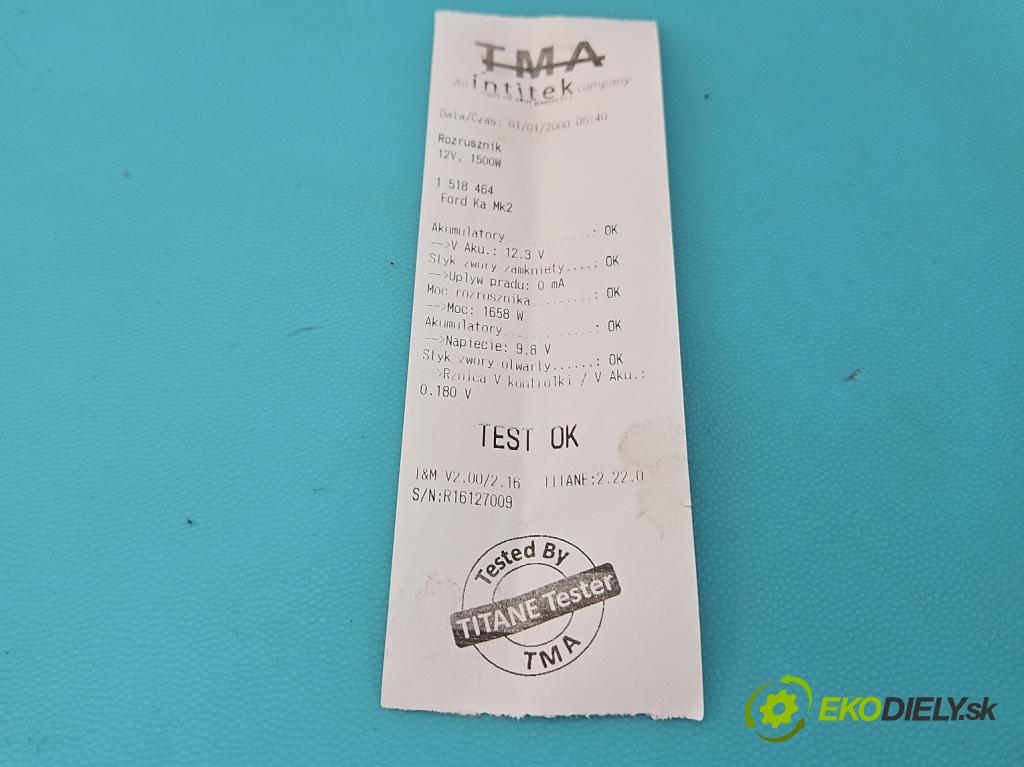 Ford Ka Mk2 2008-2016 1.2 8v 69KM manual 51 kW 1242 cm3 3- startér: 51832952 (Startér)