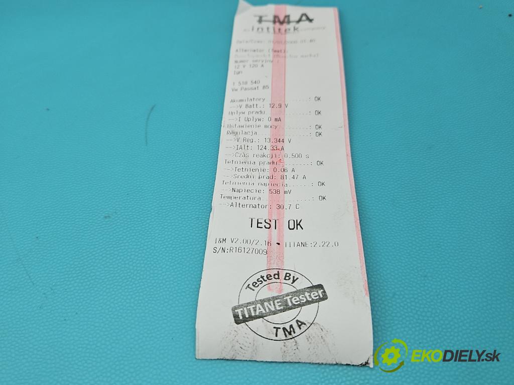 Vw Passat B5 1995-2005 1.9 TDI 131 HP manual 96 kW 1896 cm3 5- Alternator 028903031 (Alternátor)