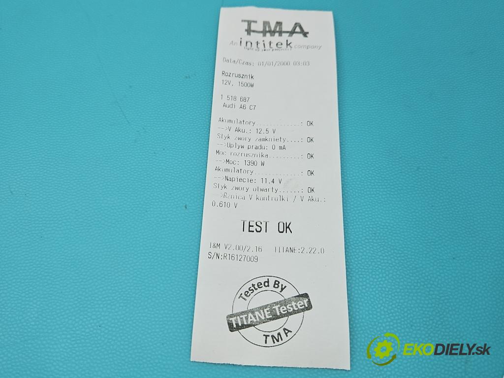 Audi A6 C7 2011-2018 3.0 tfsi: quattro 310 hp automatic 228 kW 2995 cm3 4- startér: 079911021D (Startér)