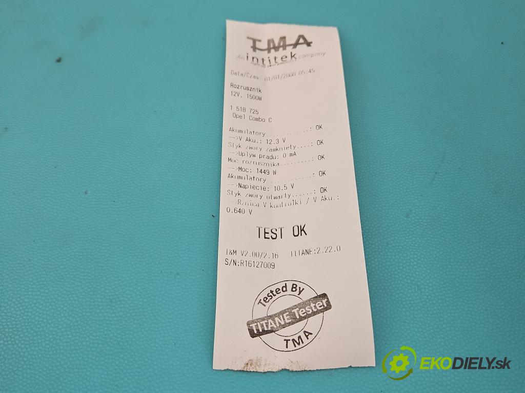 Opel Combo C 2001-2011 1.7 cdti 101 hp manual 74 kW 1686 cm3 5- startér:  (Startér)