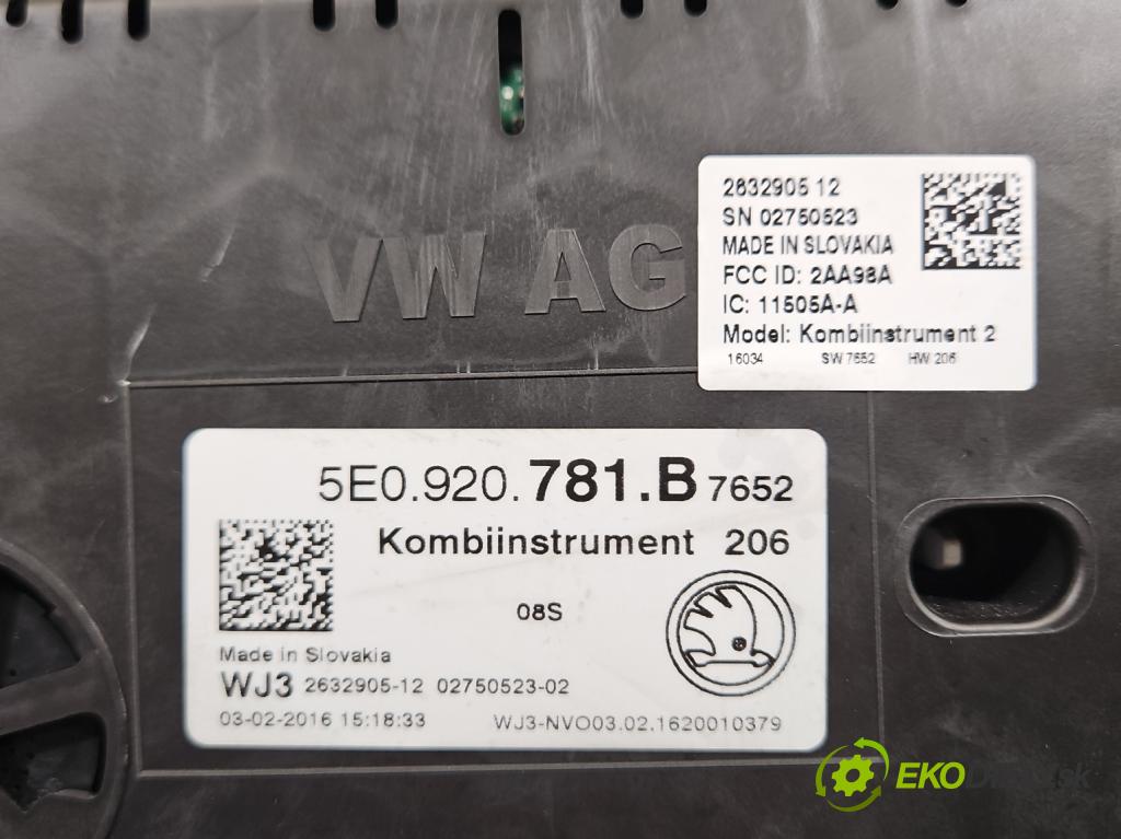Skoda Octavia III 2013- 1.6 tdi 110 HP manual 81 kW 1598 cm3 5- prístrojovka/ budíky 5E0920781B (Prístrojová doska)