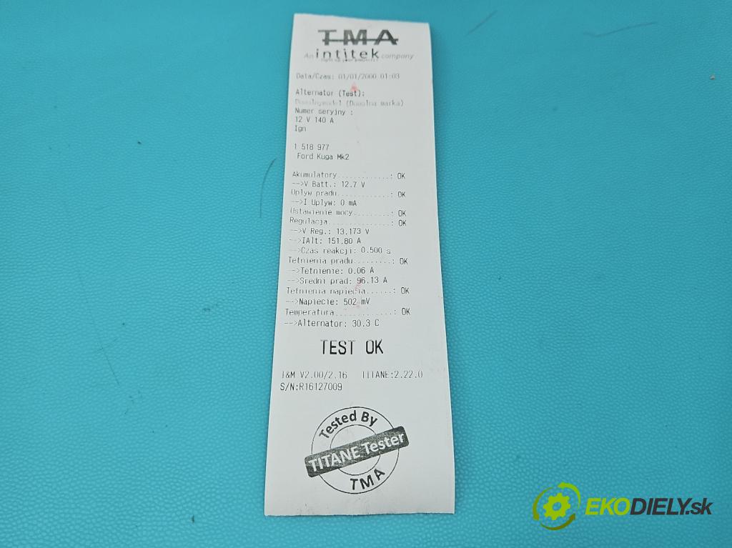 Ford Kuga Mk2 2013-2019 1.5 120 HP manual 88.3 kW 1498 cm3 5- Alternator F1FT-10300-BB (Alternátor)