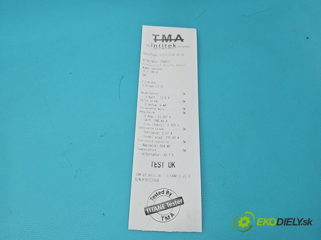 Citroen C3 II 2009-2016 1.6 hdi 92 HP manual 68 kW 1560 cm3 5- Alternator 9675753680 (Alternátor)