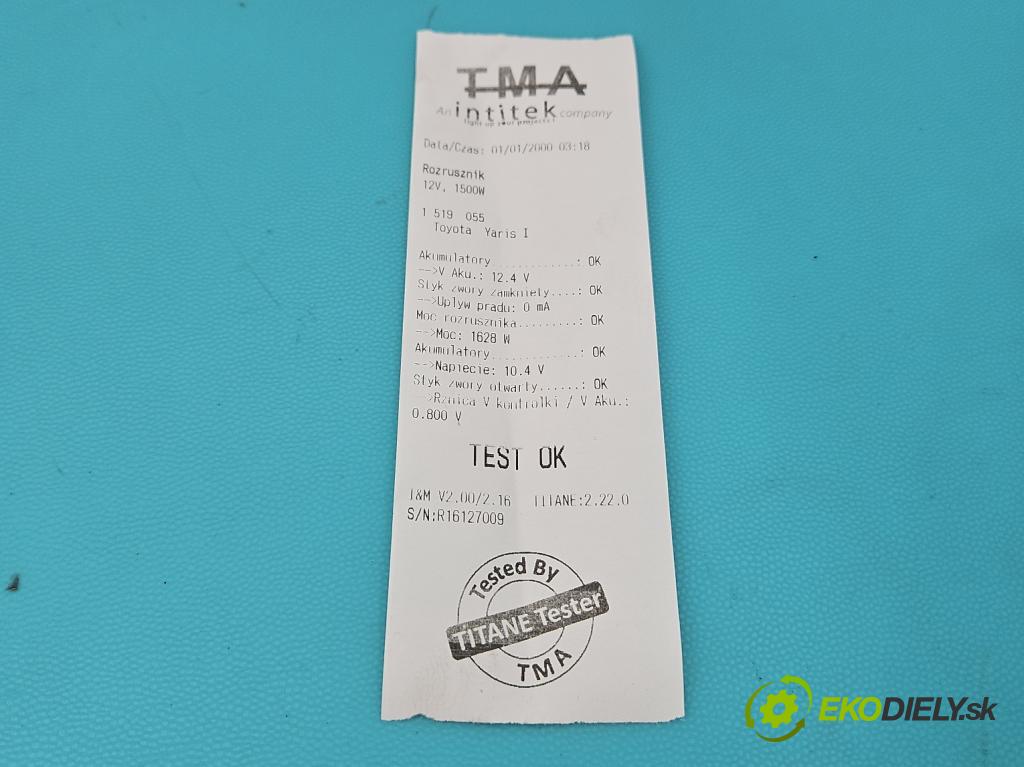 Toyota Yaris I 1999-2005 1.0 VVTI 68 hp manual 50 kW 998 cm3 5- startér: 28100-0J020 (Startér)