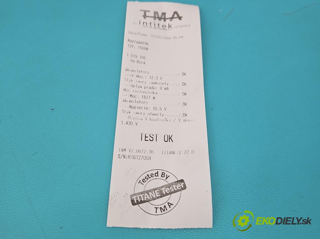 Vw Bora 1.9 tdi 90 hp manual 66 kW 1896 cm3 4- startér: 001125012 (Startér)