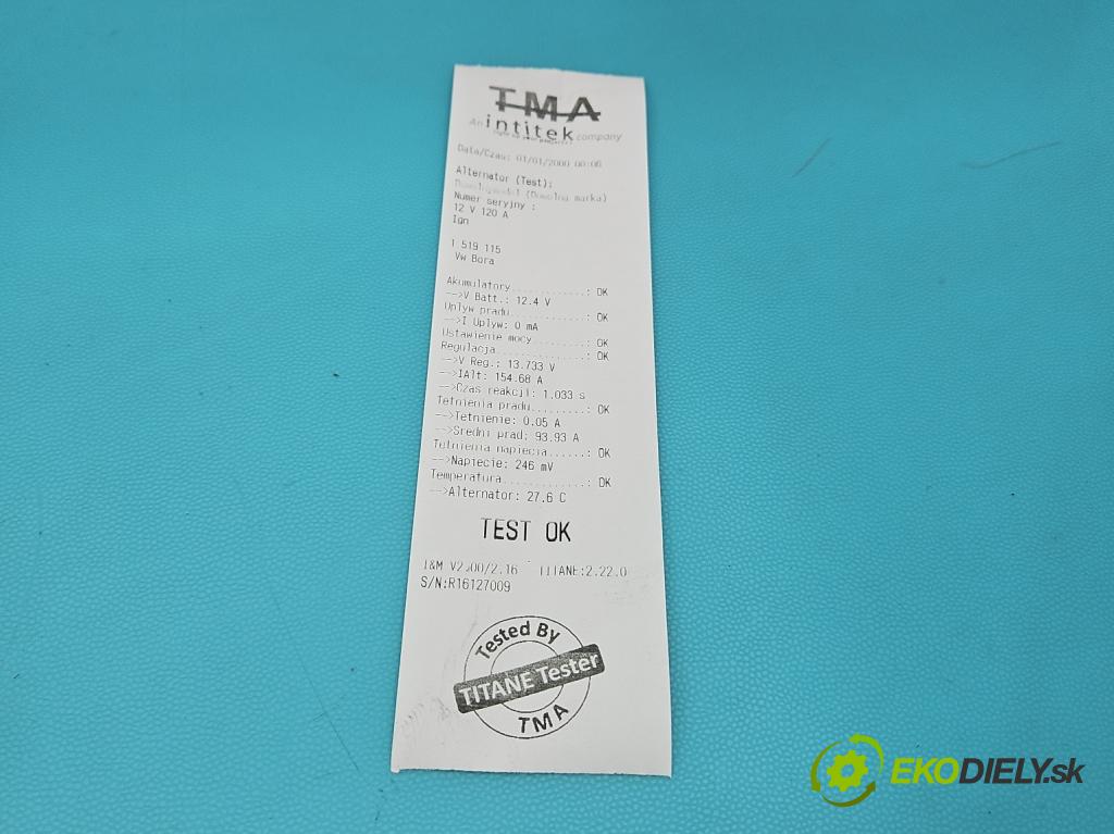Vw Bora 1.9 tdi 90 HP manual 66 kW 1896 cm3 4- Alternator 028903029G (Alternátor)