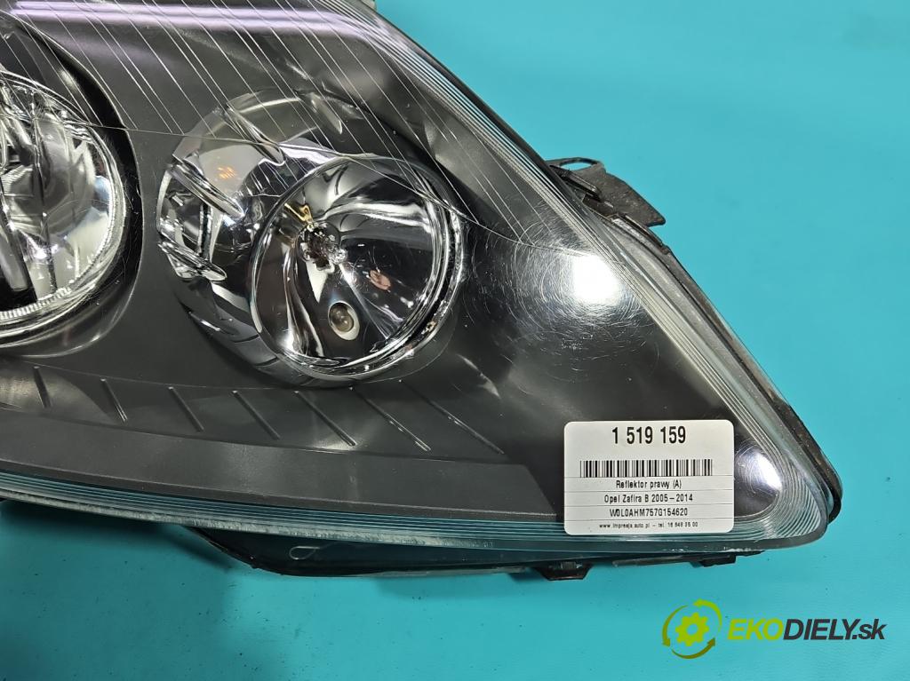 Opel Zafira B 2005-2014 1.9 CDTI 101 HP manual 74 kW 1910 cm3 5- Reflektor: pravý  (Svetlo predné pravé)