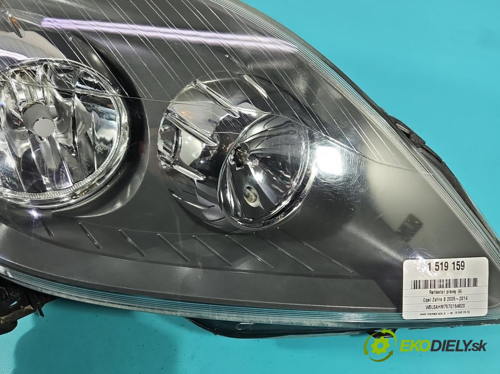 Opel Zafira B 2005-2014 1.9 CDTI 101 HP manual 74 kW 1910 cm3 5- Reflektor: pravý  (Svetlo predné pravé)