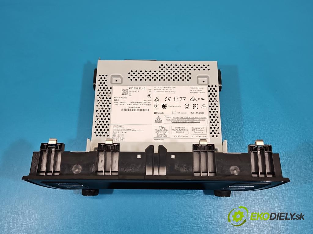 Skoda Fabia III 2014- 2021 1.2 TSI 110 HP manual 81 kW 1197 cm3 5- Radio originál 6V0035871D