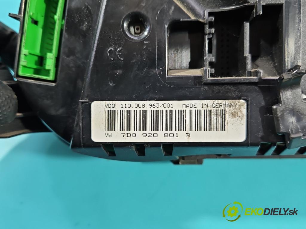 Vw Transporter T4 1990-2003 2.5 TDI 88 HP manual 65 kW 2461 cm3 5- prístrojovka/ budíky 7D0920801B (Prístrojová doska)