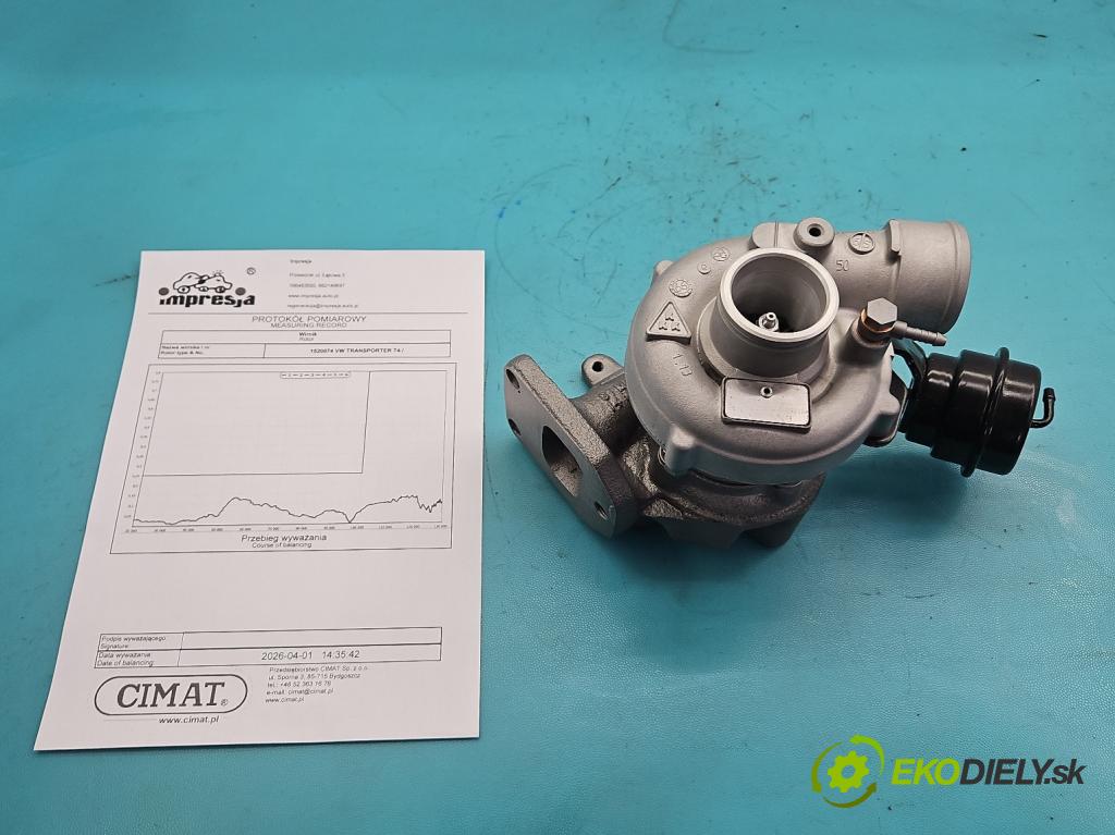 Vw Transporter T4 1990-2003 2.5 TDI 88 hp manual 65 kW 2461 cm3 5- Turbodmychadlo repasováno K147018