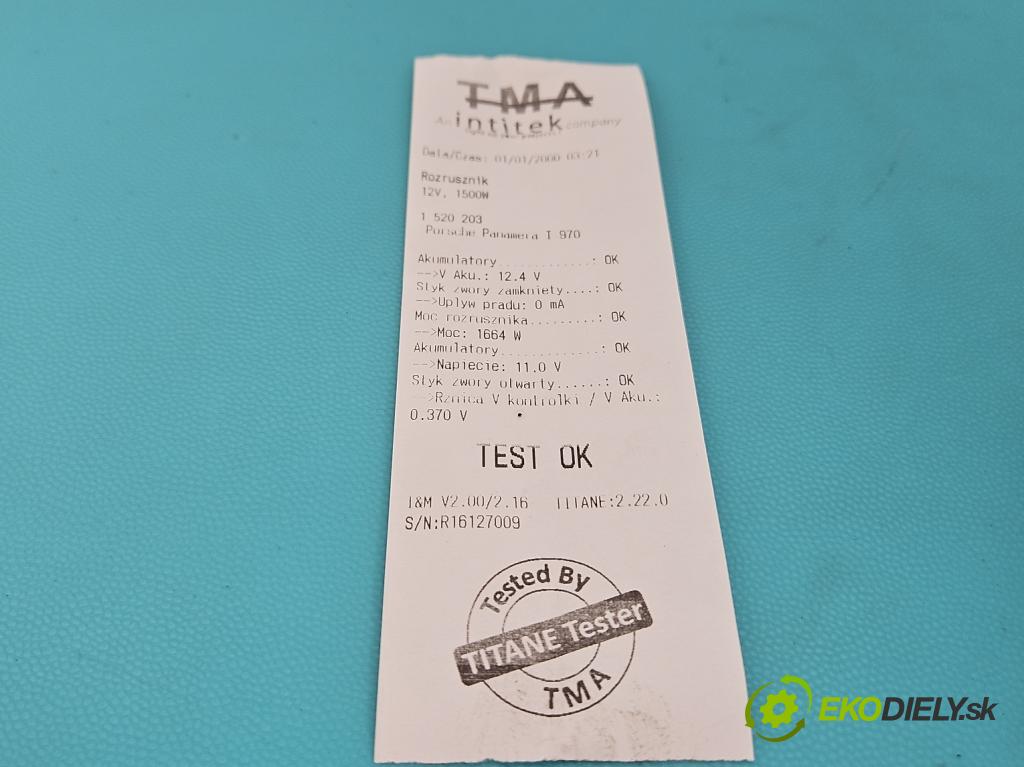 Porsche Panamera I 970 2009-2016 3.0 v6 420hp automatic 309 kW 2997 cm3 5- startér: 0001139037 (Startér)