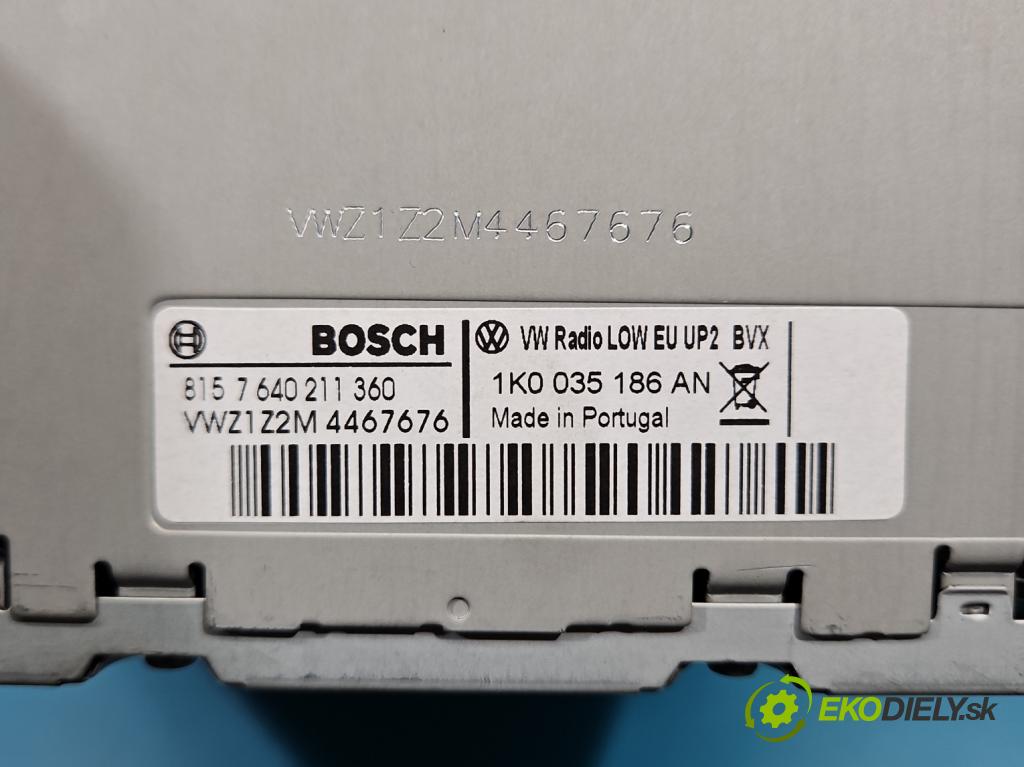 Vw Golf VI 2008-2013 1.6 TDI 90 HP manual 66 kW 1598 cm3 5- Radio originál 1K0035186AN