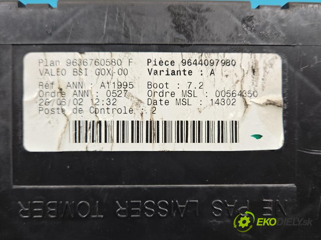 Peugeot 307 1.4 8V 75 HP manual 55 kW 1360 cm3 5- riadiaca jednotka ostatné 9636760580