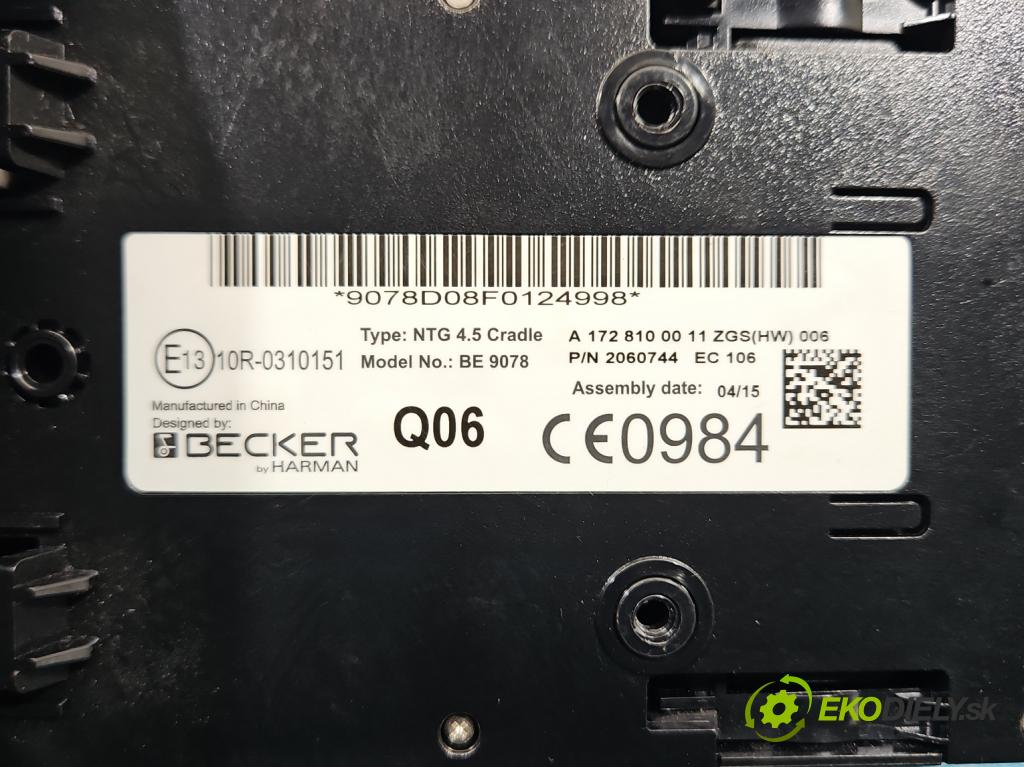 Mercedes A W176 2012-2018 1.5 CDI 109 HP manual 80 kW 1461 cm3 5- riadiaca jednotka ostatné A1728100011
