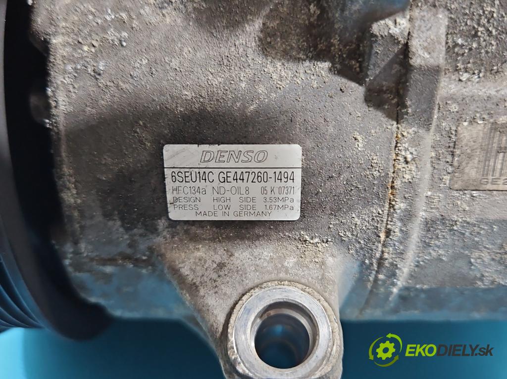 Toyota Auris I 2006-2013 1.6 VVTI 124 hp manual 91 kW 1598 cm3 5- Kompresor: klíma 447260-1494 (Kompresor klimatizace)