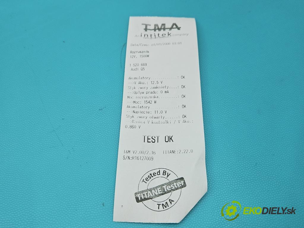 Audi Q5 2008-2016 3.0 tfsi: 272 hp automatic 200 kW 2995 cm3 5- startér: 0001138019 (Startér)