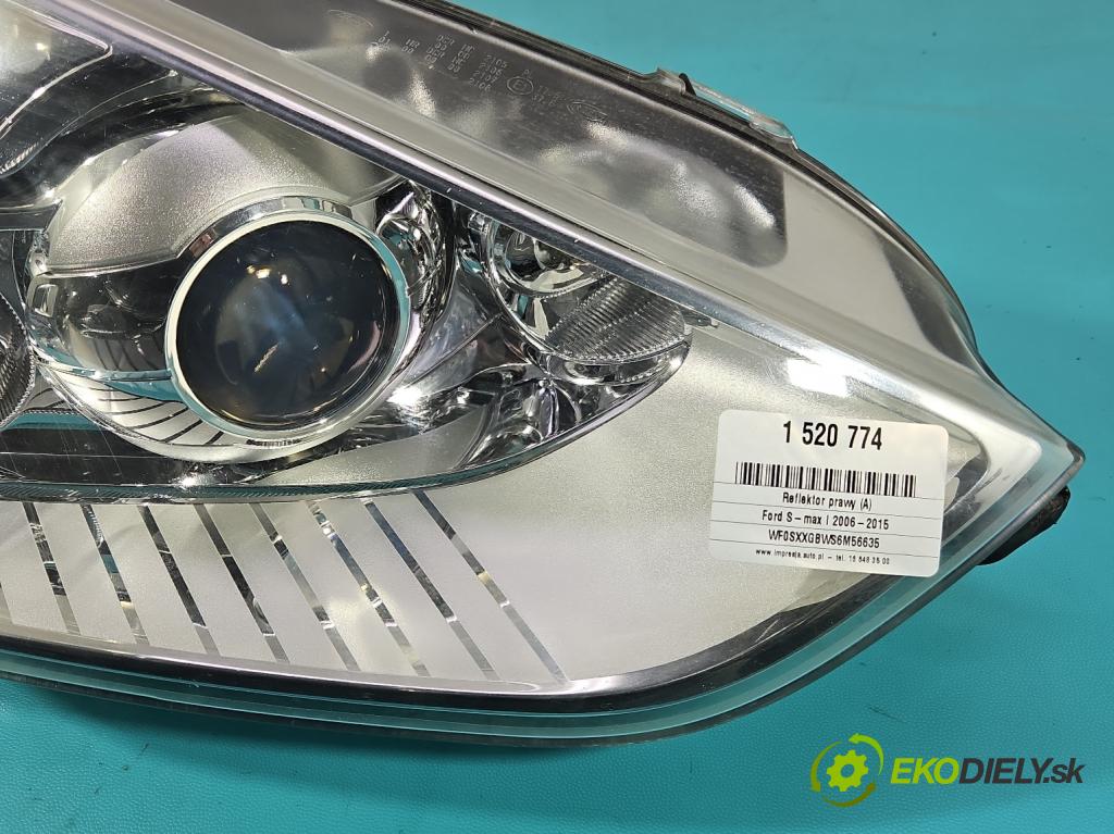 Ford S-max I 2006-2015 2.0 TDCI 140 HP manual 103 kW 1997 cm3 5- Reflektor: pravý 6M21-13D154-AE (Svetlo predné pravé)