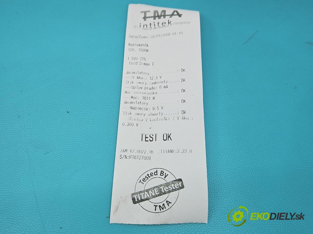 Ford S-max I 2006-2015 2.0 TDCI 140 HP manual 103 kW 1997 cm3 5- štartér 6G9N-11000-FA (Štartér)
