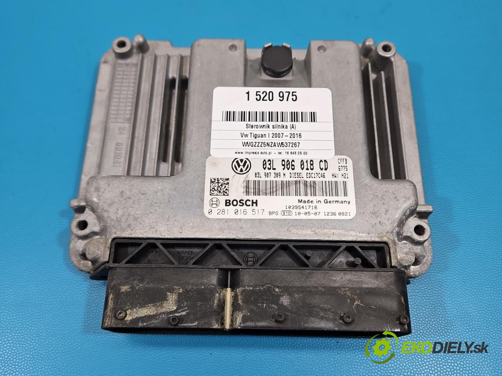 Vw Tiguan I 2007-2016 2.0d 140 HP manual 103 kW 1968 cm3 5- riadiaca jednotka motora 03L906018CD