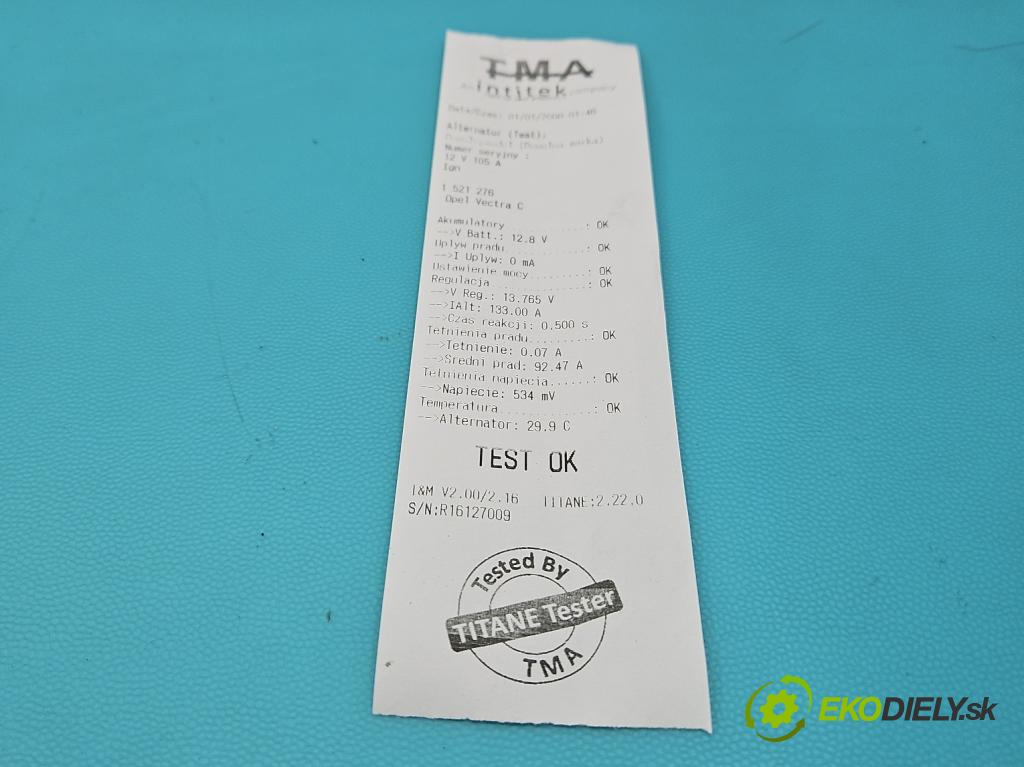 Opel Vectra C 2002-2008 1.9 CDTI 150 HP automatic 110 kW 1910 cm3 5- Alternator  (Alternátor)