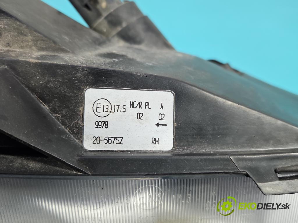 Ford Focus Mk1 1998-2004 1.6 16V 101 HP manual 74 kW 1596 cm3 5- Reflektor: pravý  (Svetlo predné pravé)