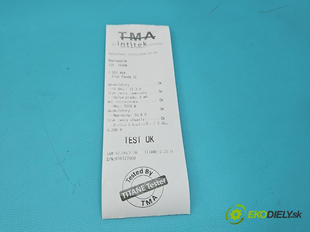 Fiat Panda II 2003-2012 1.1b 54 HP manual 40 kW 1108 cm3 5- štartér 63101021 (Štartér)