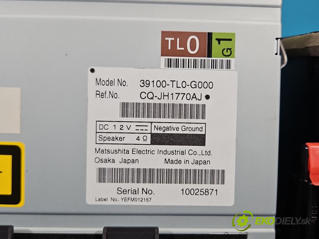 Honda Accord VIII 2008-2015 2.0 156 HP manual 115 kW 1997 cm3 4- Radio originál 39100-TL0-G000