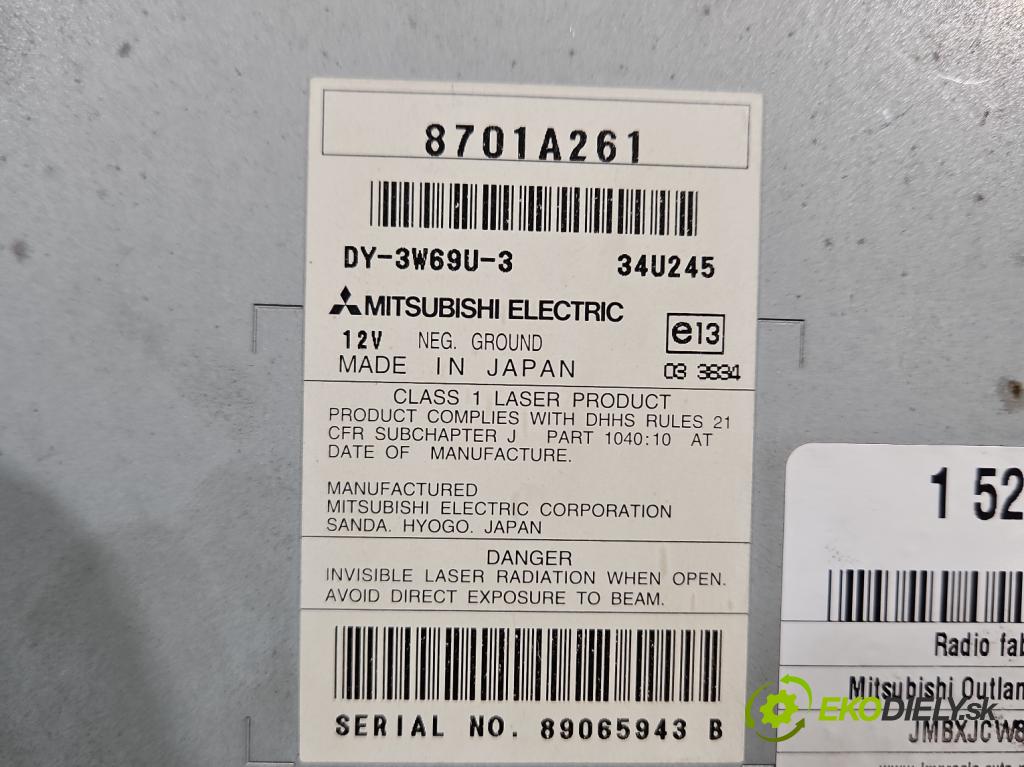 Mitsubishi Outlander II 2006-2013 2.0 DI-D 140 HP manual 103 kW 1968 cm3 5- Radio originál 8701A261
