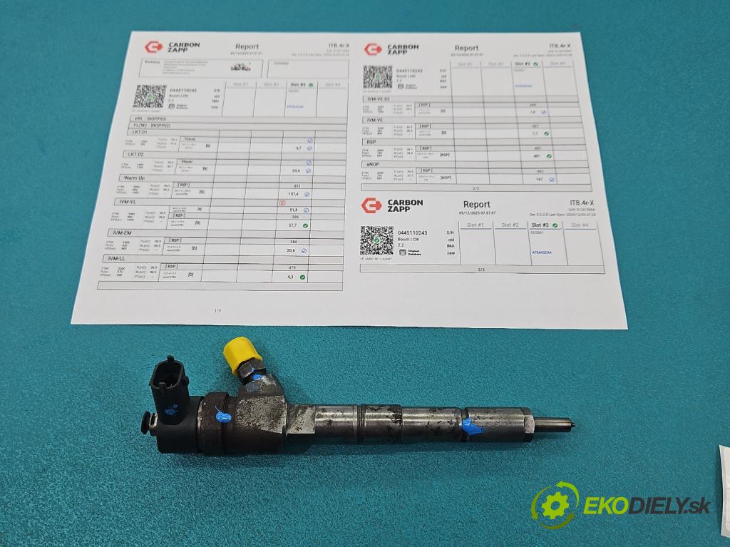 Fiat Croma II 2005-2010 1.9 jtd 150 hp manual 110 kW 1910 cm3 5- vstřikovač 0445110243 (Vstřikovač paliva)