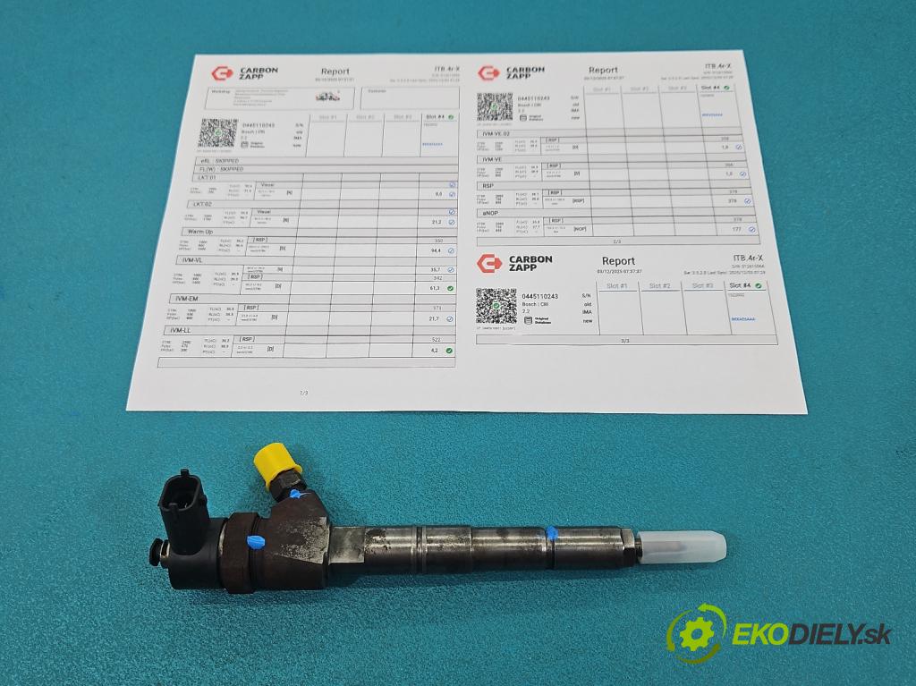 Fiat Croma II 2005-2010 1.9 jtd 150 hp manual 110 kW 1910 cm3 5- vstřikovač 0445110243 (Vstřikovač paliva)