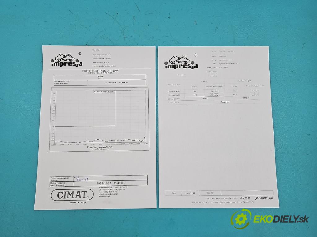 Fiat Croma II 2005-2010 1.9 jtd 150 hp manual 110 kW 1910 cm3 5- Turbodmychadlo repasováno 773720-1