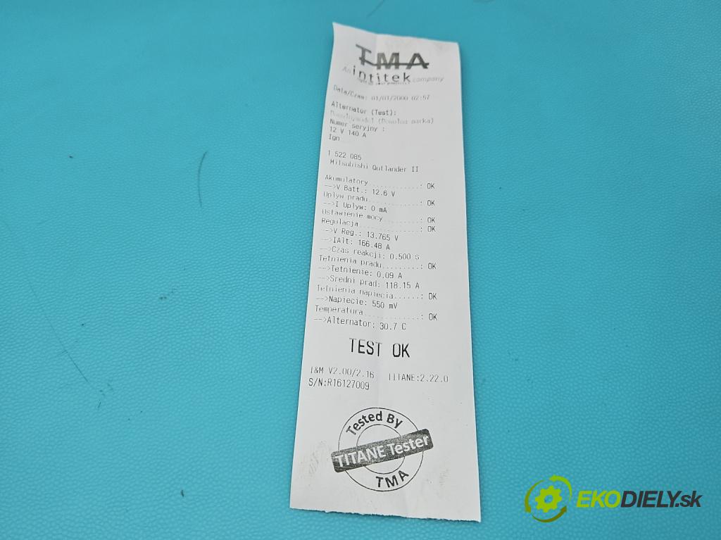 Mitsubishi Outlander II 2006-2013 2.0 DI-D 140 HP manual 103 kW 1968 cm3 5- Alternator  (Alternátor)